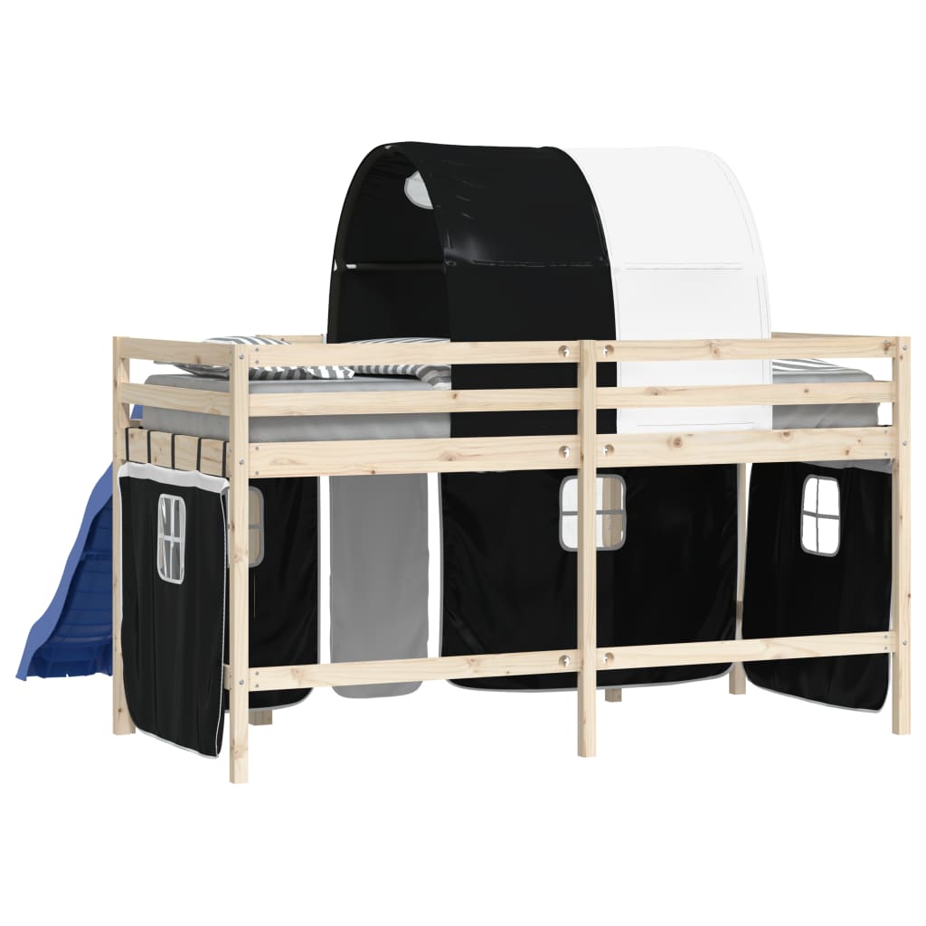 vidaXL Curtains for Loft Bed with Tunnel White and Black Polyester