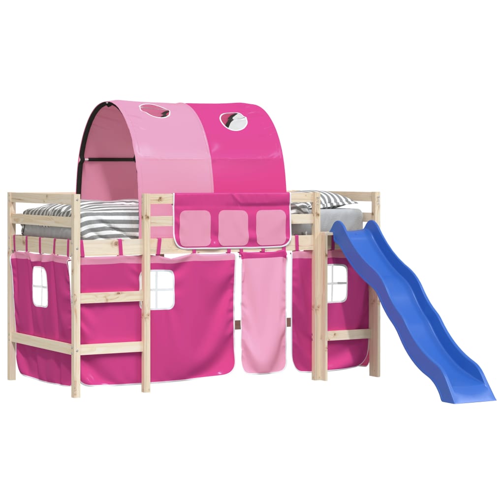 vidaXL Curtains for Loft Bed with Tunnel Pink Polyester