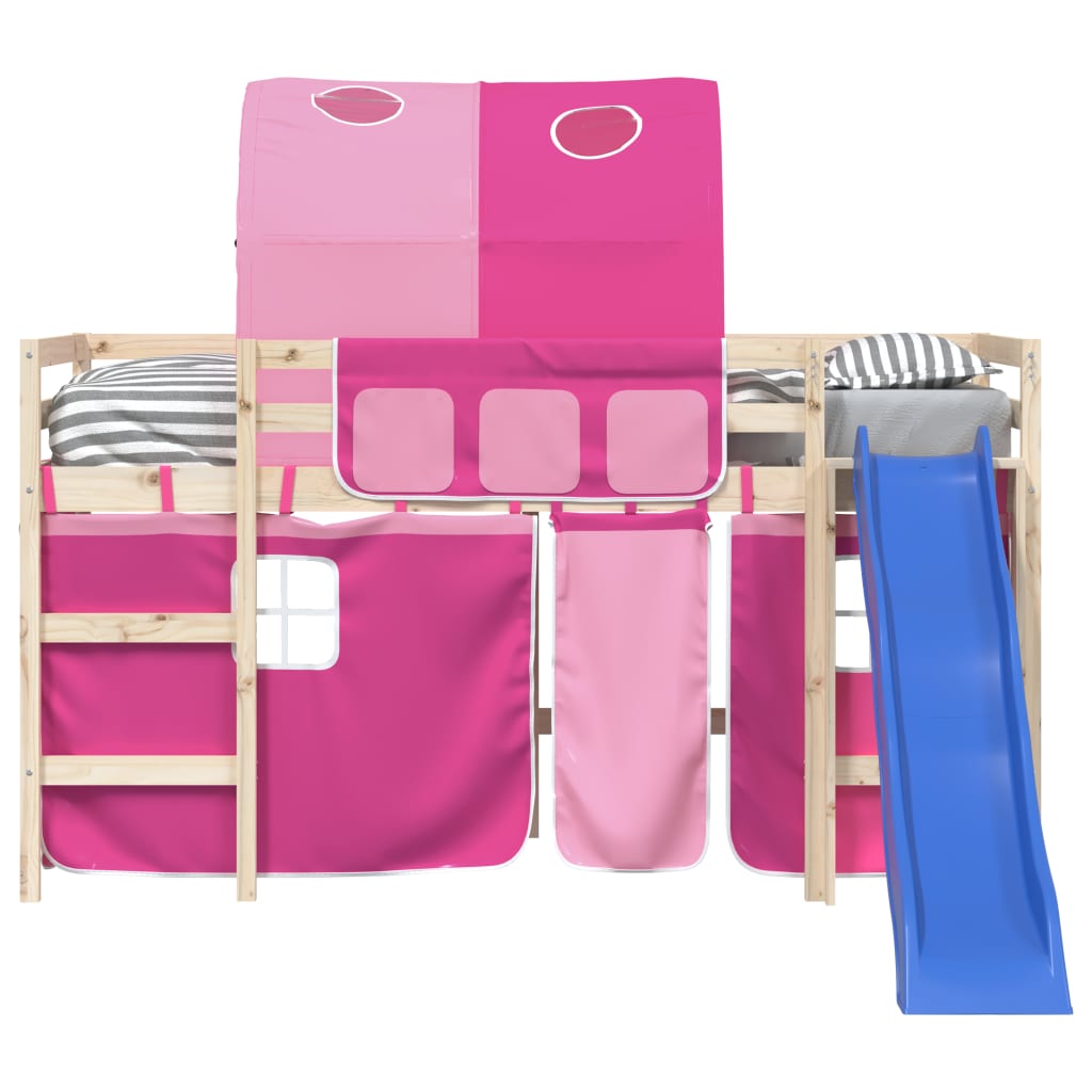 vidaXL Curtains for Loft Bed with Tunnel Pink Polyester