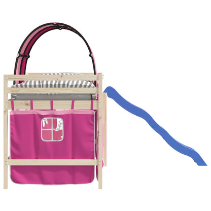 vidaXL Curtains for Loft Bed with Tunnel Pink Polyester
