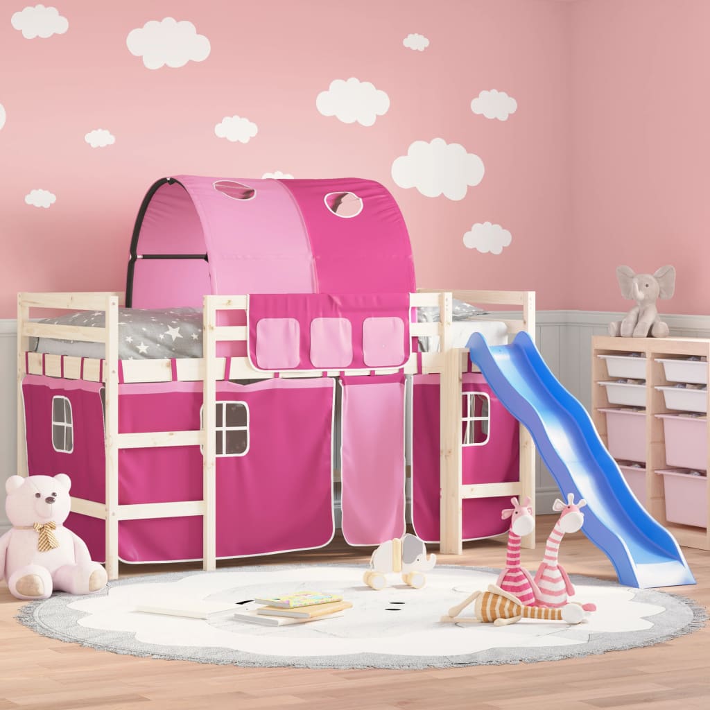 vidaXL Curtains for Loft Bed with Tunnel Pink Polyester