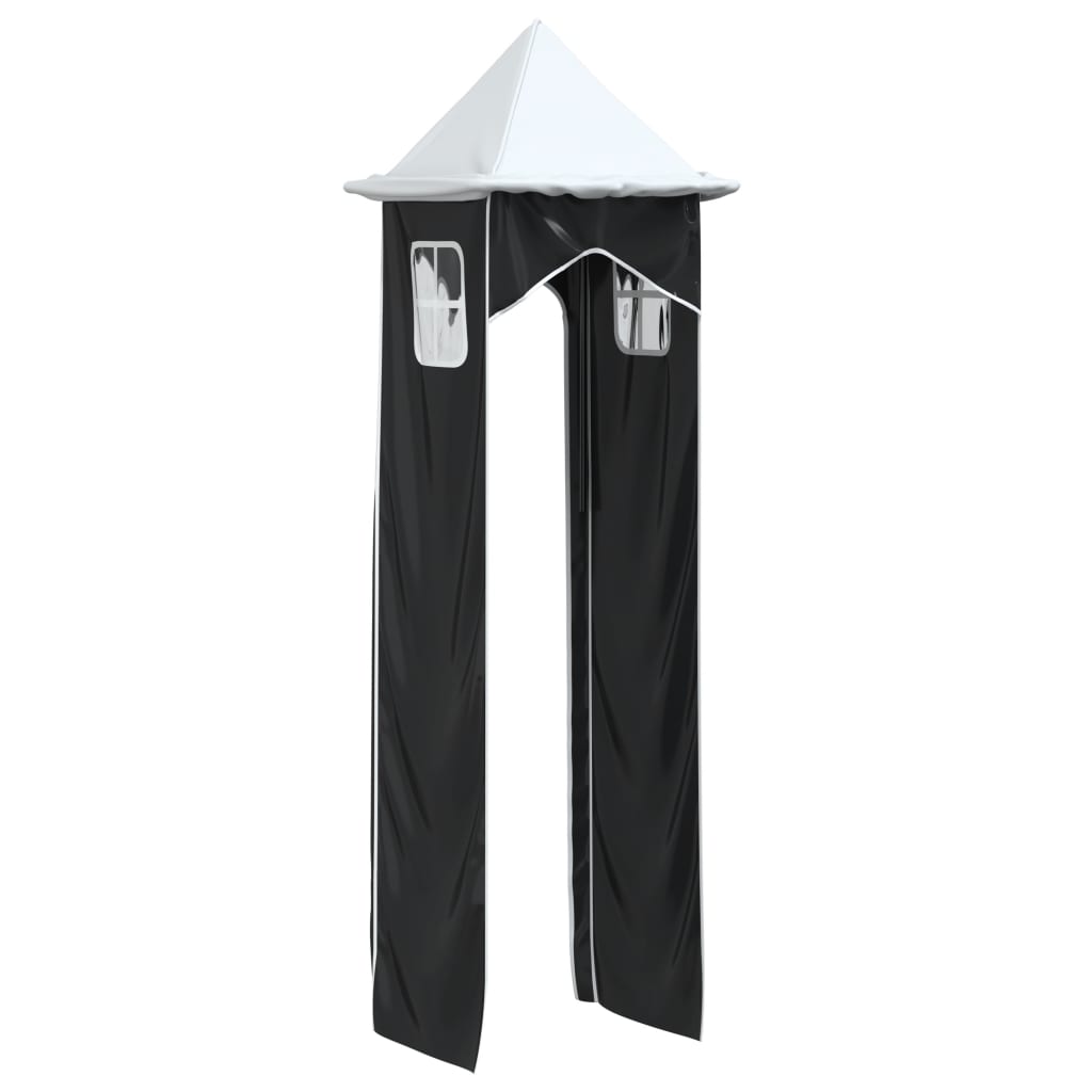vidaXL Curtains for Loft Bed with Tunnel and Tower White and Black
