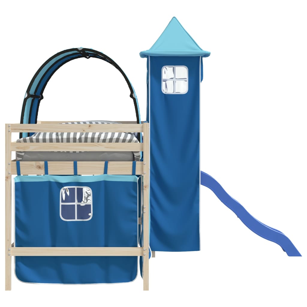 vidaXL Curtains for Loft Bed with Tunnel and Tower Blue