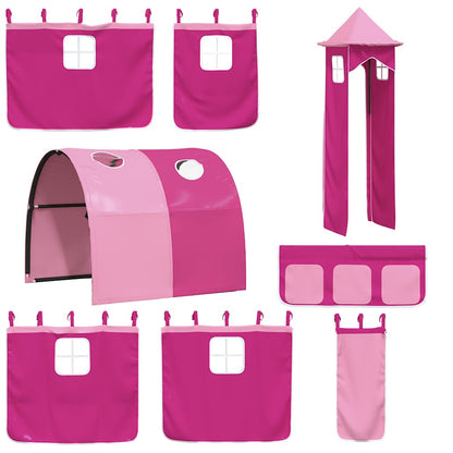vidaXL Curtains for Loft Bed with Tunnel and Tower Pink