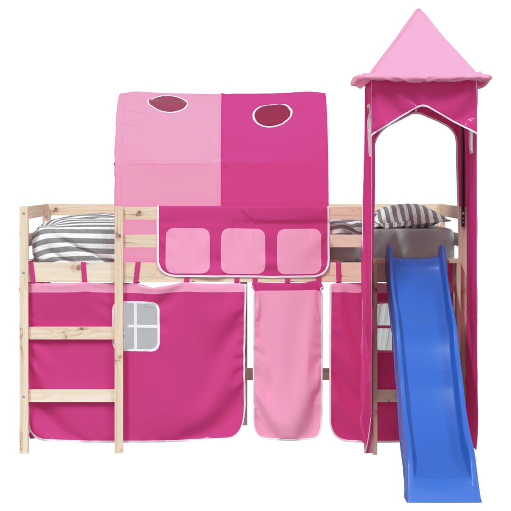 vidaXL Curtains for Loft Bed with Tunnel and Tower Pink
