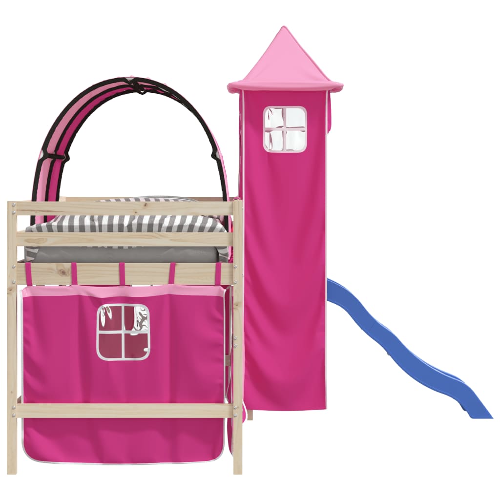 vidaXL Curtains for Loft Bed with Tunnel and Tower Pink