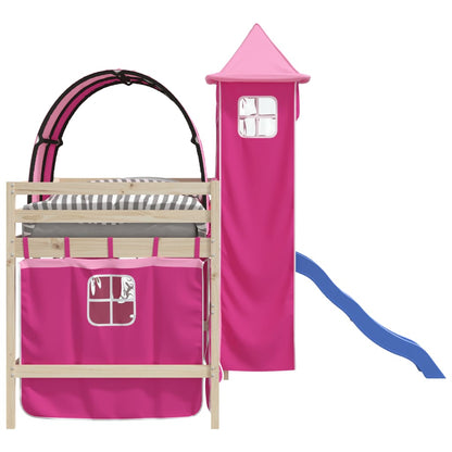 vidaXL Curtains for Loft Bed with Tunnel and Tower Pink
