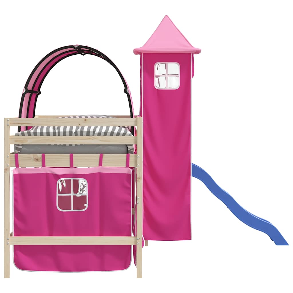 vidaXL Curtains for Loft Bed with Tunnel and Tower Pink