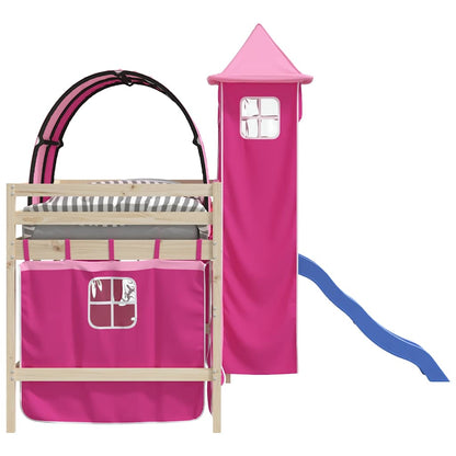 vidaXL Curtains for Loft Bed with Tunnel and Tower Pink