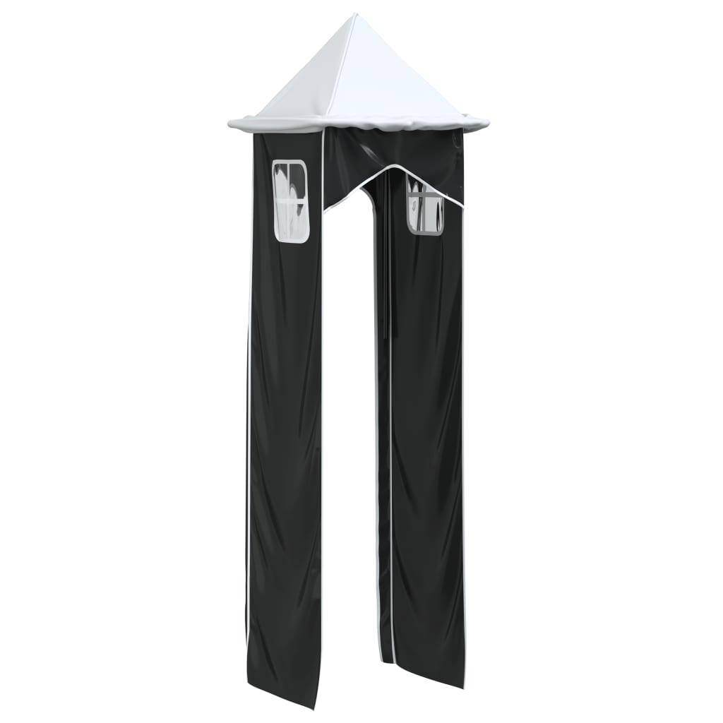 vidaXL Curtains for Loft Bed with Tower White and Black Polyester