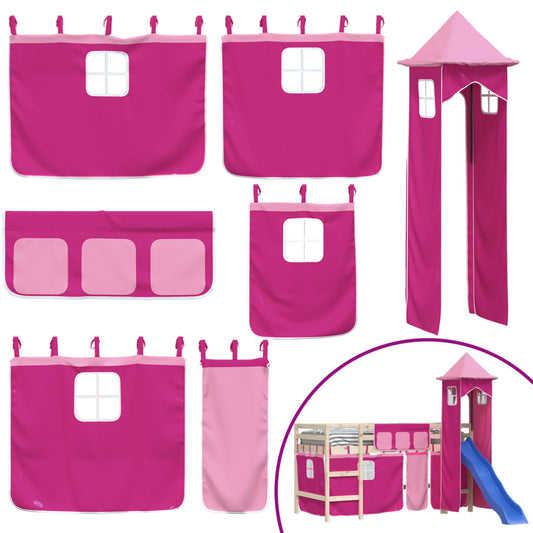 vidaXL Curtains for Loft Bed with Tower Pink Polyester