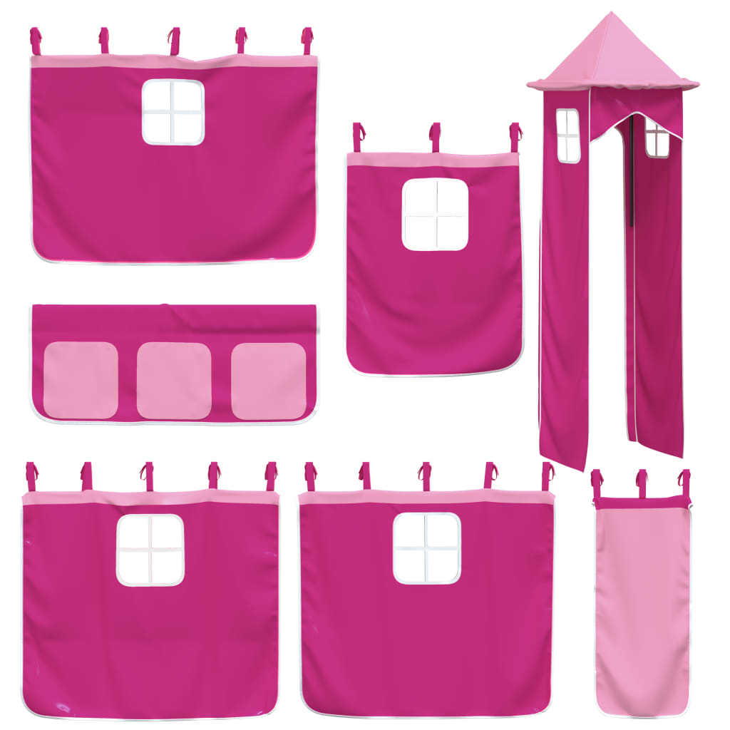vidaXL Curtains for Loft Bed with Tower Pink Polyester