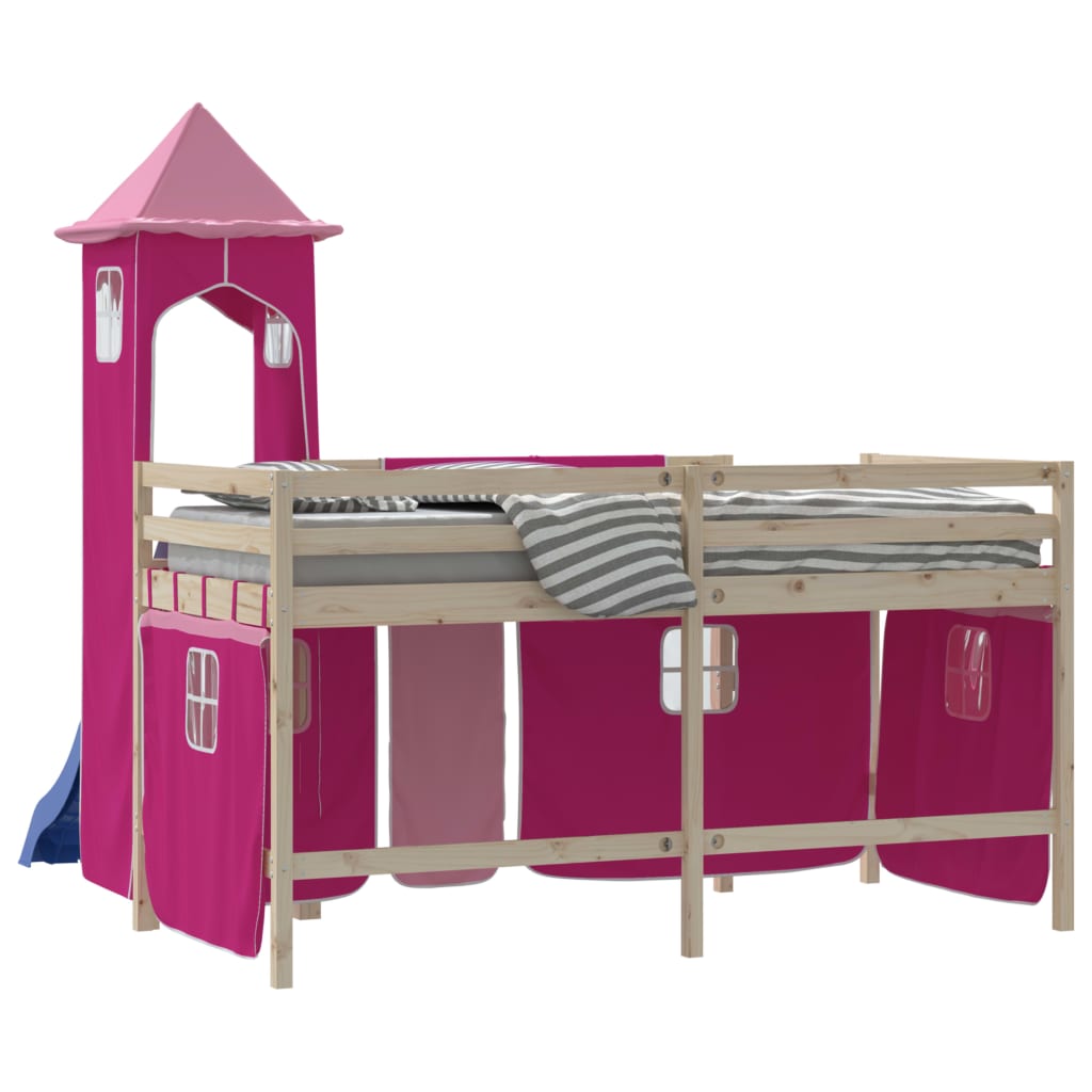 vidaXL Curtains for Loft Bed with Tower Pink Polyester