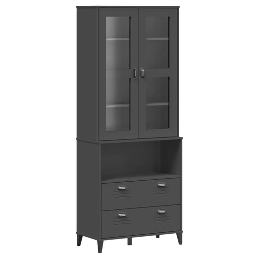vidaXL Highboard "VIKEN" Anthracite Grey 80x40x200 cm Solid Wood Pine