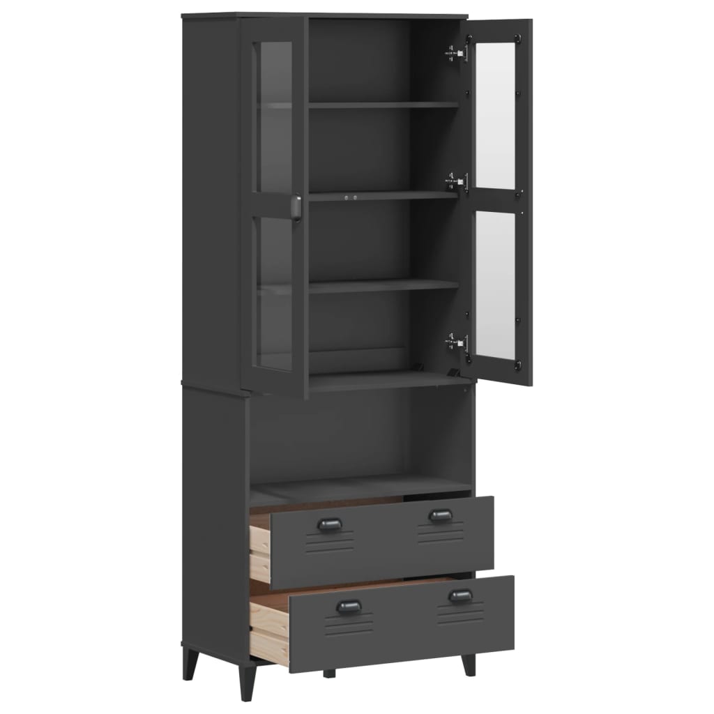 vidaXL Highboard "VIKEN" Anthracite Grey 80x40x200 cm Solid Wood Pine
