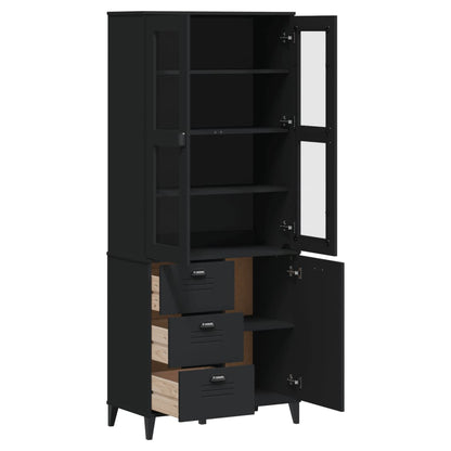 vidaXL Highboard VIKEN Black 80x40x190 cm Solid Wood Pine