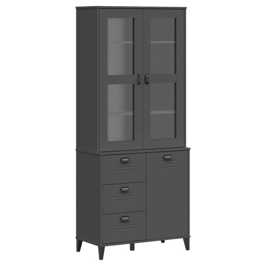 vidaXL Highboard "VIKEN" Anthracite Grey 80x40x190 cm Solid Wood Pine