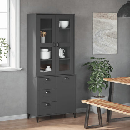 vidaXL Highboard "VIKEN" Anthracite Grey 80x40x190 cm Solid Wood Pine