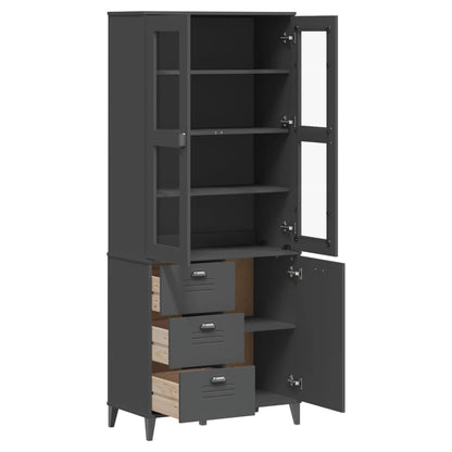 vidaXL Highboard "VIKEN" Anthracite Grey 80x40x190 cm Solid Wood Pine