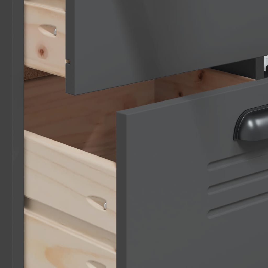 vidaXL Highboard "VIKEN" Anthracite Grey 80x40x190 cm Solid Wood Pine