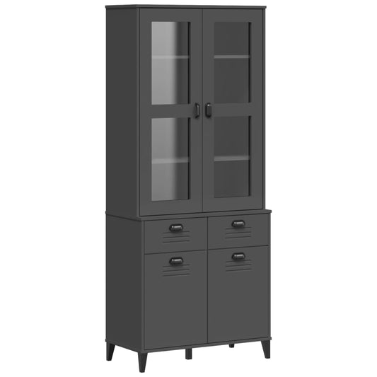 vidaXL Highboard "VIKEN" Anthracite Grey 80x40x190 cm Solid Wood Pine