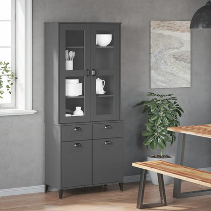vidaXL Highboard "VIKEN" Anthracite Grey 80x40x190 cm Solid Wood Pine