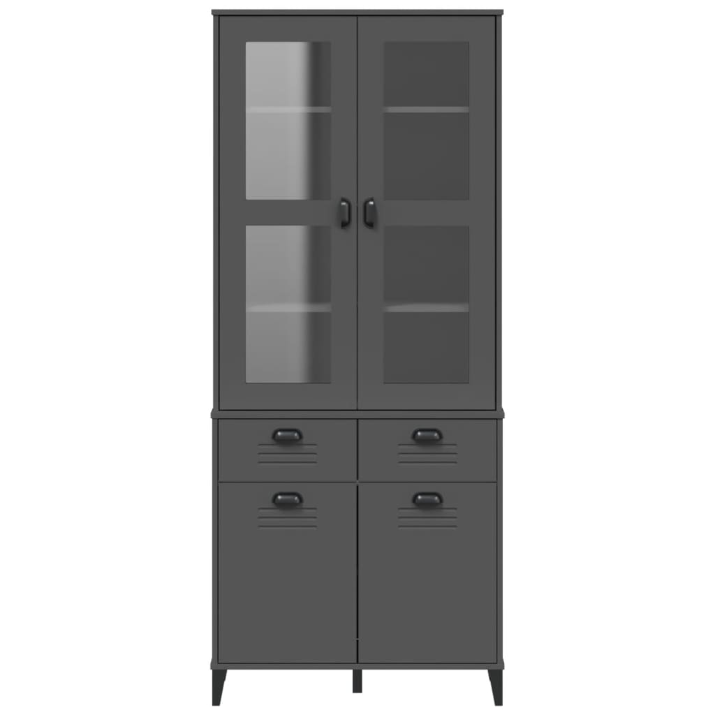 vidaXL Highboard "VIKEN" Anthracite Grey 80x40x190 cm Solid Wood Pine