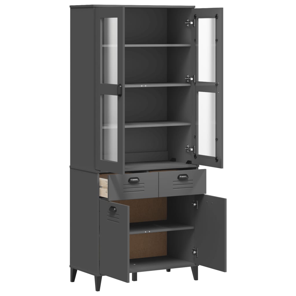 vidaXL Highboard "VIKEN" Anthracite Grey 80x40x190 cm Solid Wood Pine