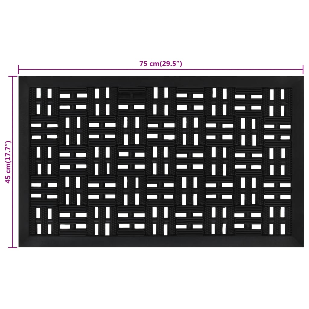 vidaXL Door Mat Rectangular 45x75 cm Rubber