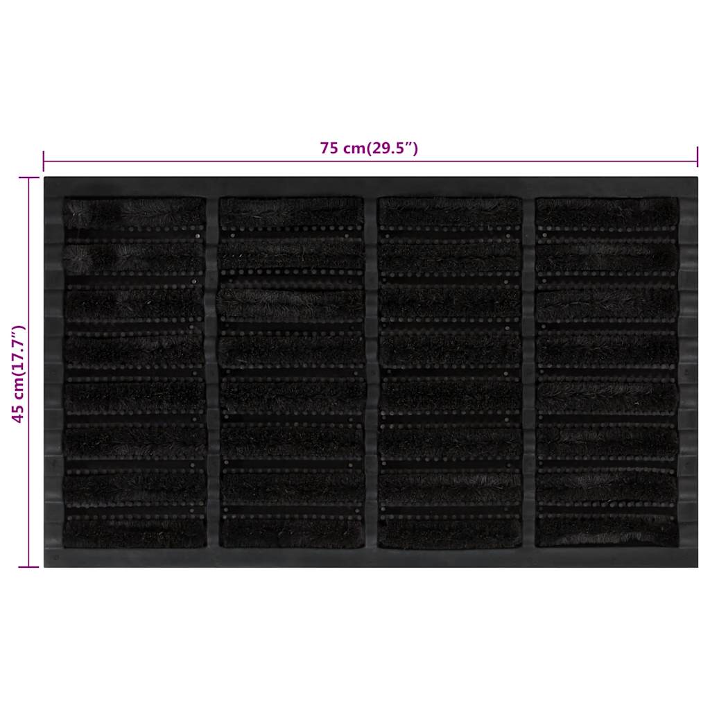 vidaXL Door Mat Rectangular 45x75 cm Rubber and Coir