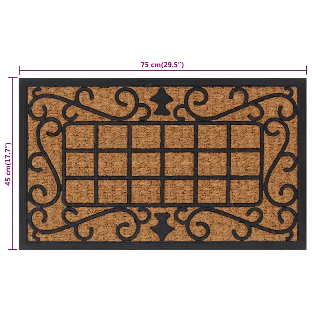 vidaXL Door Mat Rectangular 45x75 cm Rubber and Coir