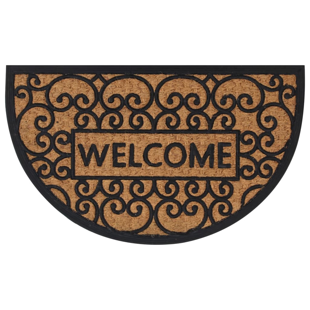 vidaXL Door Mat Half Round 45x75 cm Rubber and Coir