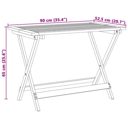 vidaXL Folding Garden Table 90x52.5x65 cm Solid Wood Acacia