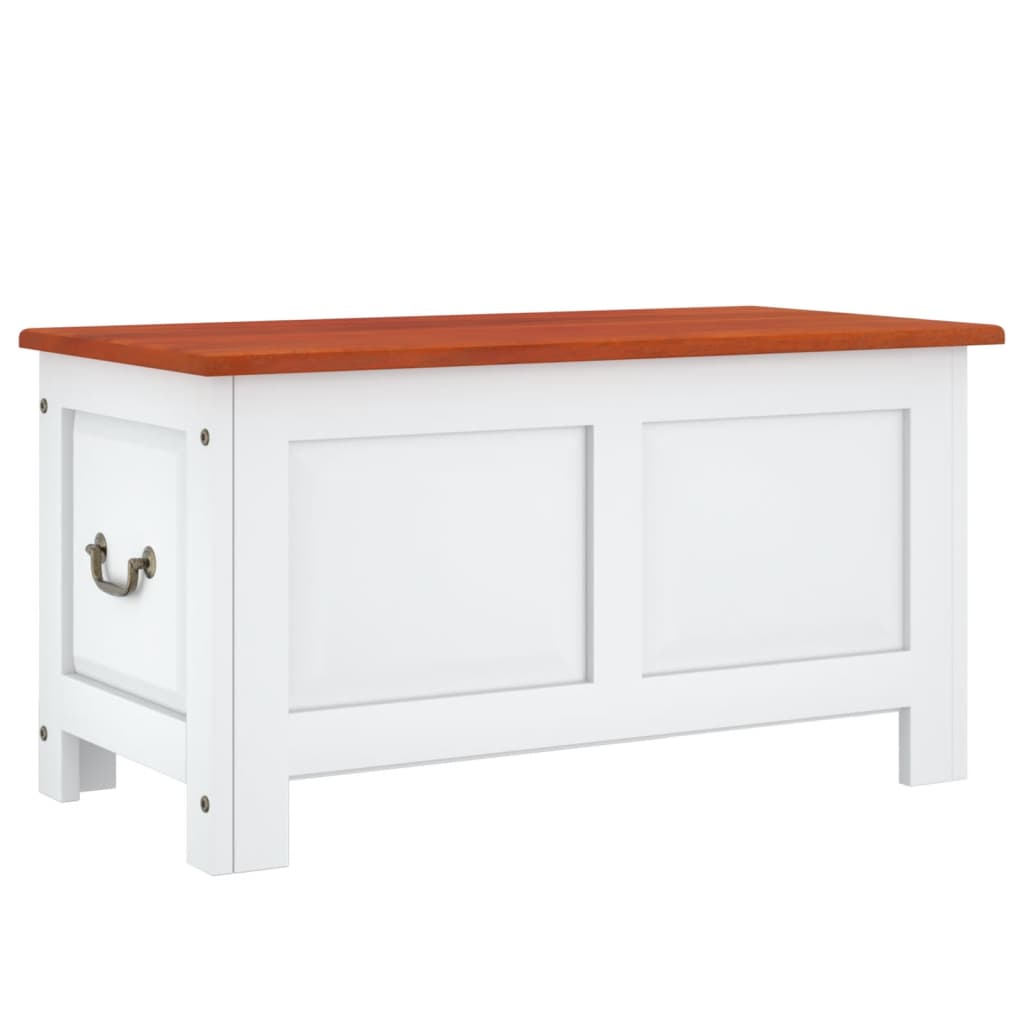 vidaXL Storage Chest with Lid Brown and White Solid Wood Acacia