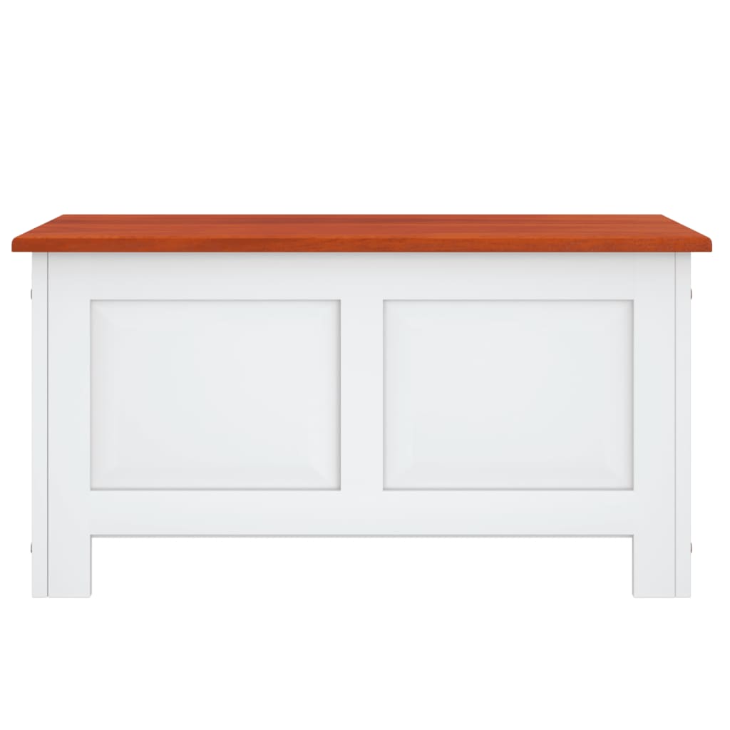 vidaXL Storage Chest with Lid Brown and White Solid Wood Acacia