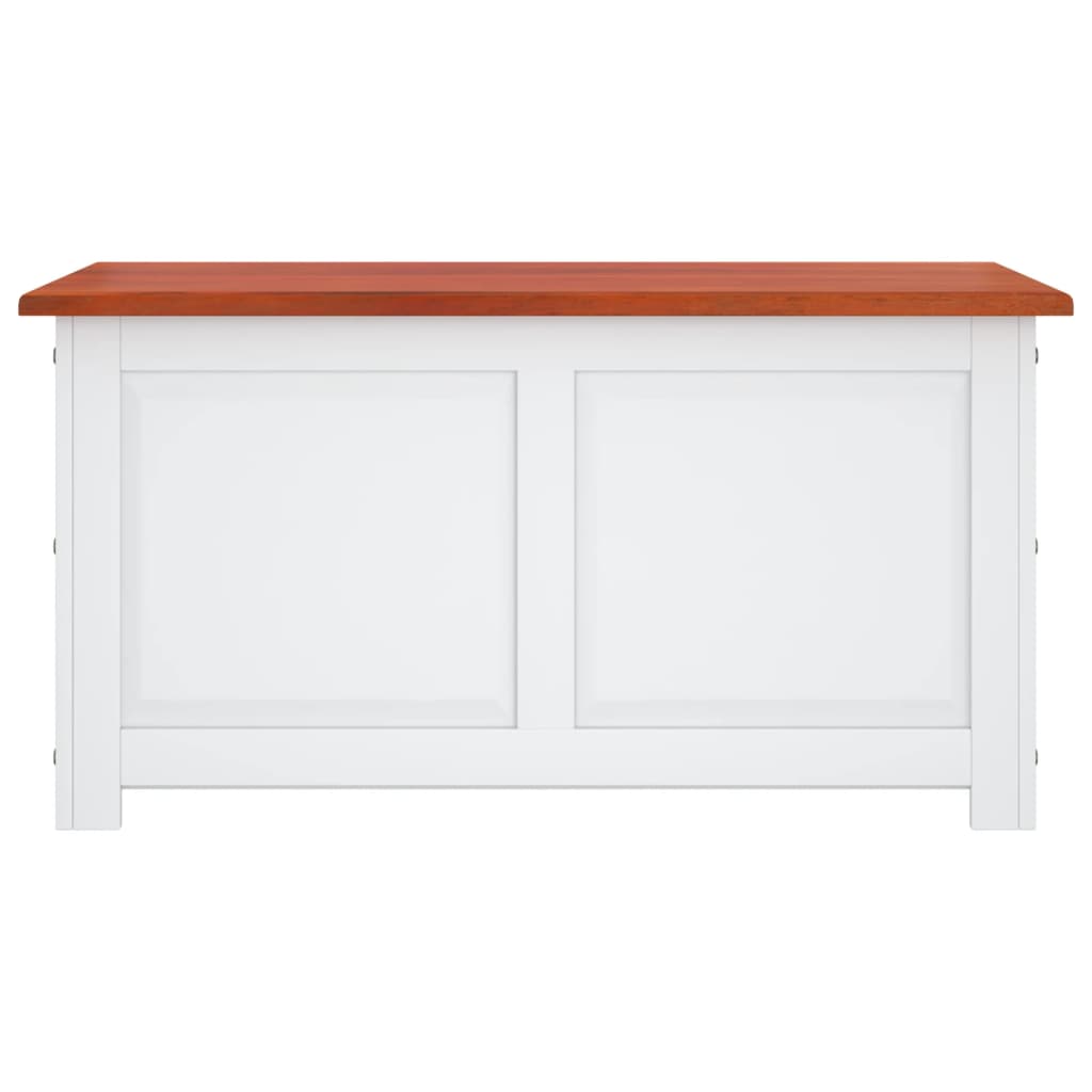 vidaXL Storage Chest with Lid Brown and White Solid Wood Acacia