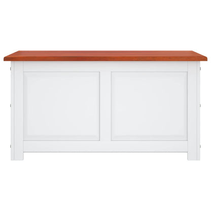vidaXL Storage Chest with Lid Brown and White Solid Wood Acacia