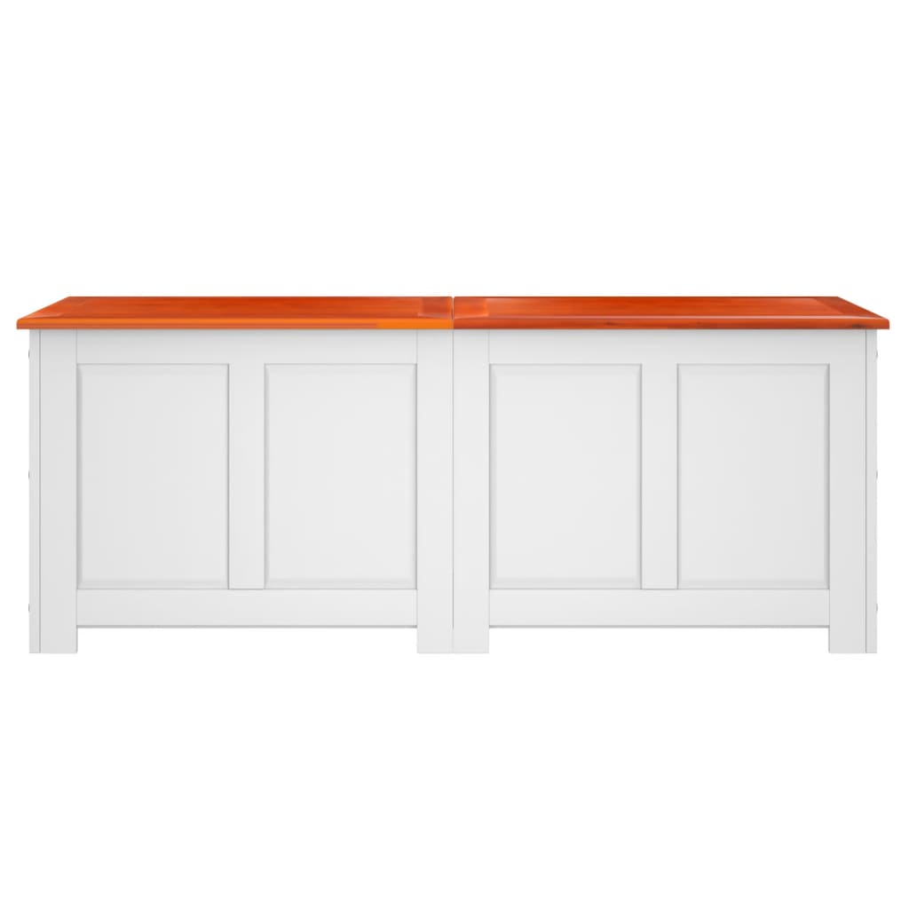 vidaXL Storage Chest with Lid Brown and White Solid Wood Acacia
