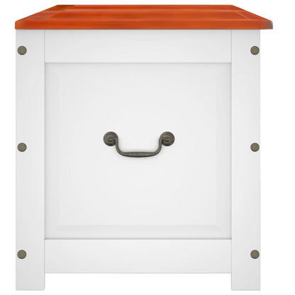 vidaXL Storage Chest with Lid Brown and White Solid Wood Acacia