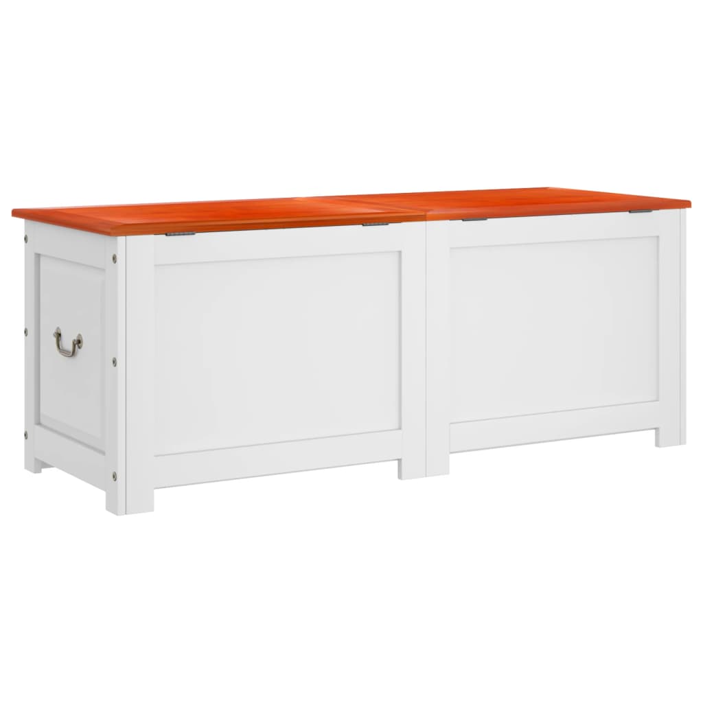 vidaXL Storage Chest with Lid Brown and White Solid Wood Acacia