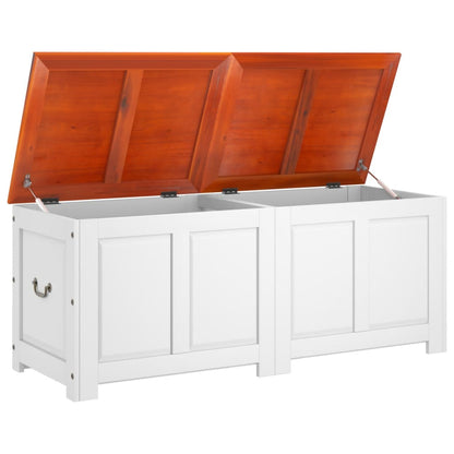 vidaXL Storage Chest with Lid Brown and White Solid Wood Acacia