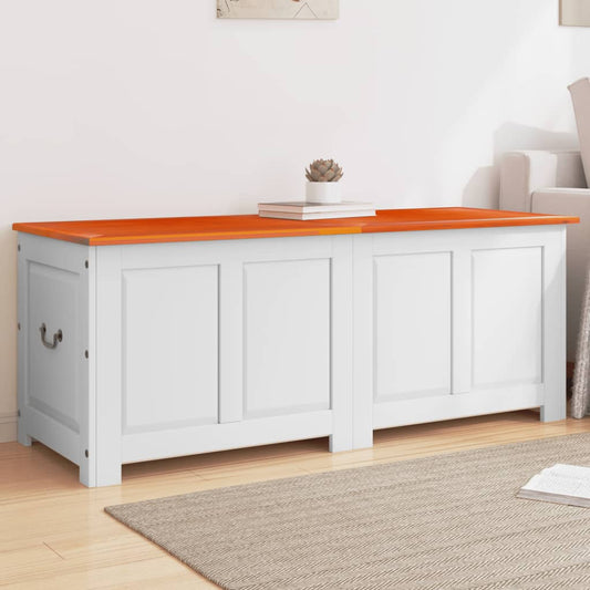 vidaXL Storage Chest with Lid Brown and White Solid Wood Acacia