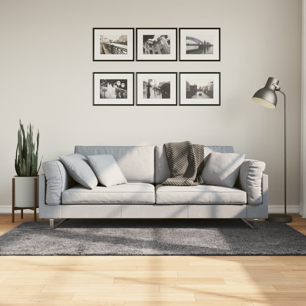 vidaXL Rug HUARTE Short Pile Soft and Washable Anthracite 100x200 cm