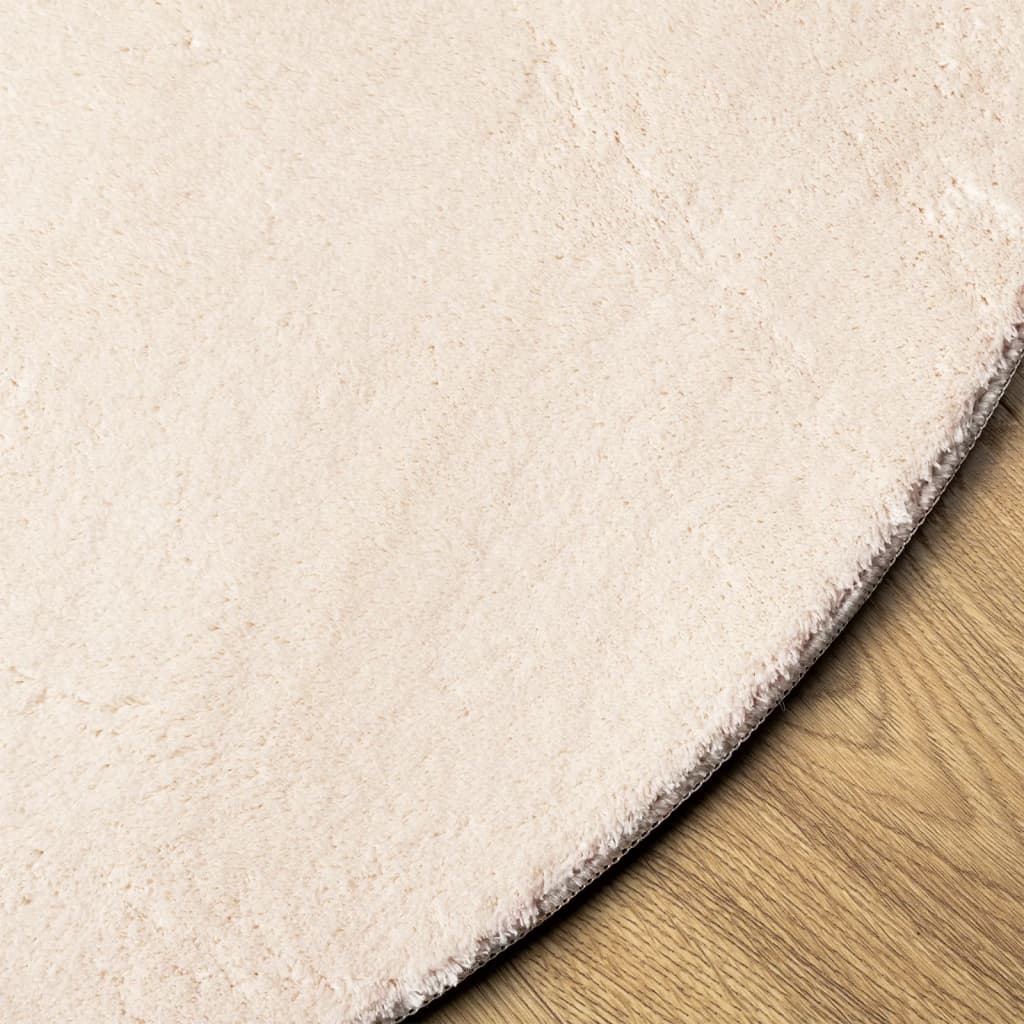 vidaXL Rug HUARTE Short Pile Soft and Washable Beige Ø 100 cm