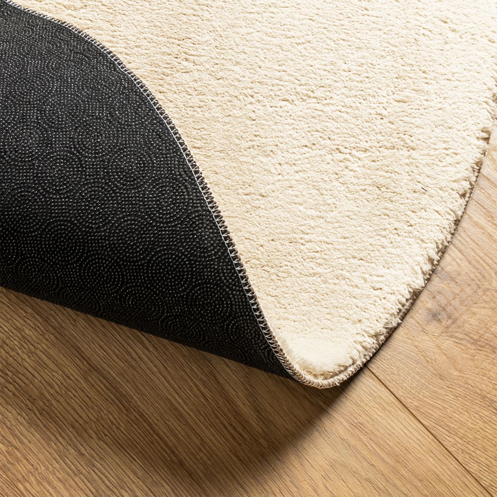 vidaXL Rug HUARTE Short Pile Soft and Washable Cream Ø 100 cm
