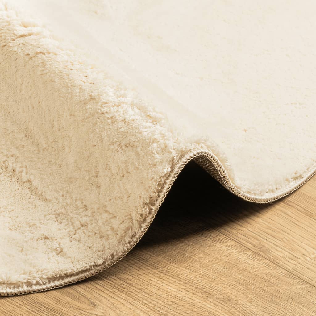 vidaXL Rug HUARTE Short Pile Soft and Washable Cream Ø 100 cm