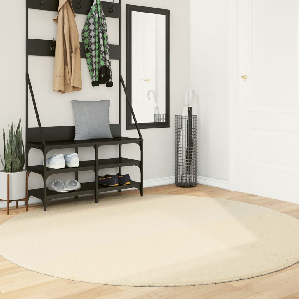 vidaXL Rug HUARTE Short Pile Soft and Washable Cream Ø 200 cm