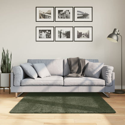 vidaXL Rug HUARTE Short Pile Soft and Washable Forest Green 120x120 cm