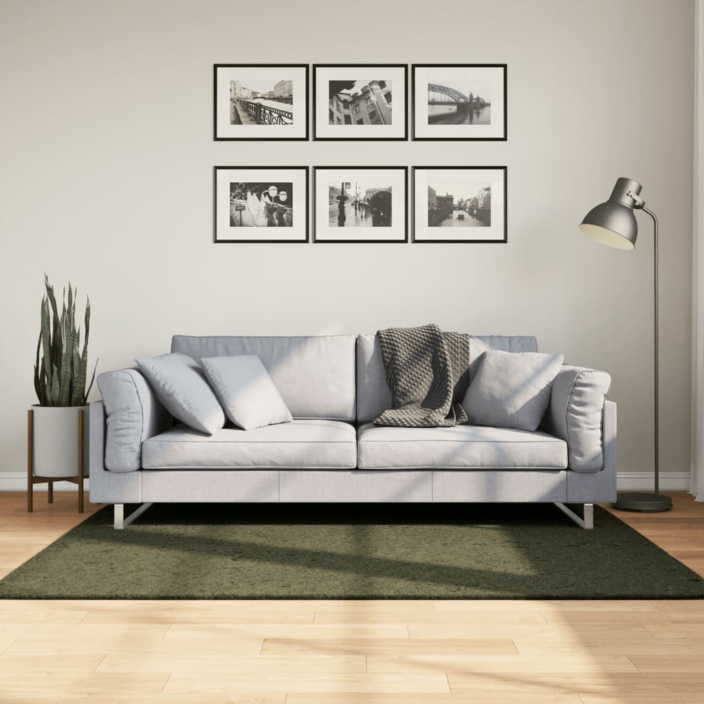 vidaXL Rug HUARTE Short Pile Soft and Washable Forest Green 120x170 cm