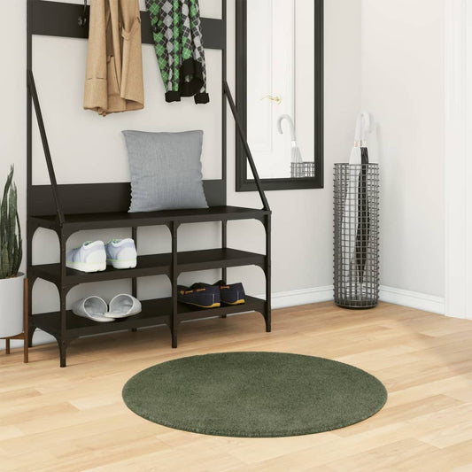 vidaXL Rug HUARTE Short Pile Soft and Washable Forest Green Ø 80 cm